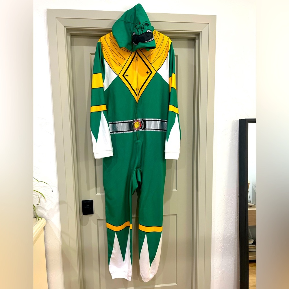 Men’s green power ranger onsie costume and mask